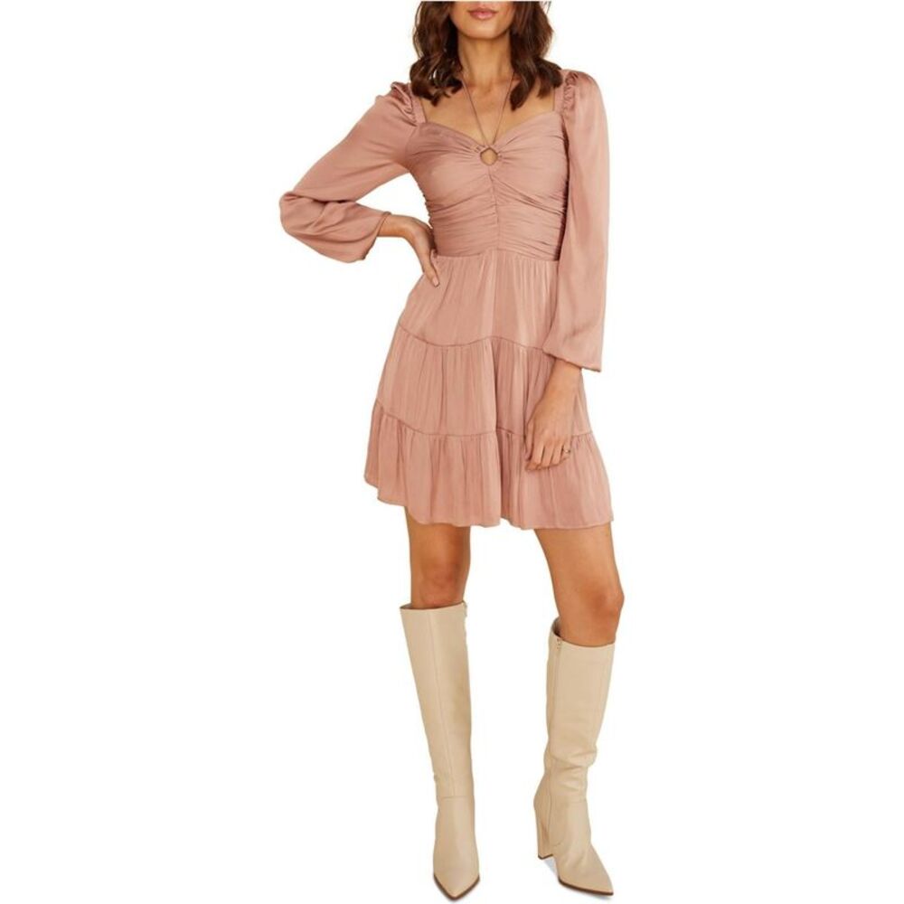 MinkPink Womens Spencer Tiered Mini Dress, Pink, Juniors, M, DM